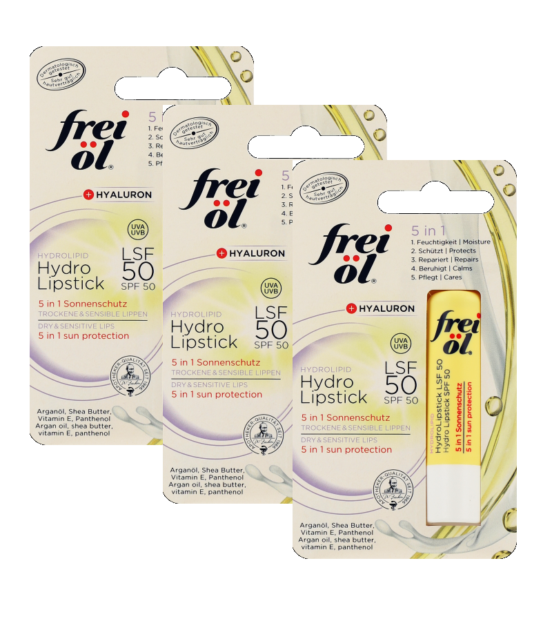 3xPack Frei öl Hyaluron Hydro Lipstick LSF 50